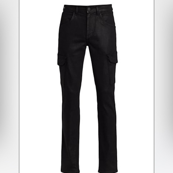 Monfrère Preston Coated Skinny Cargo Jeans Black Sz 34